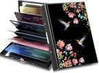 BWEGRHE Slim Credit Card Holder, Hummingbird Floral Sakura RFID Blocking Metal by BWEGRHE