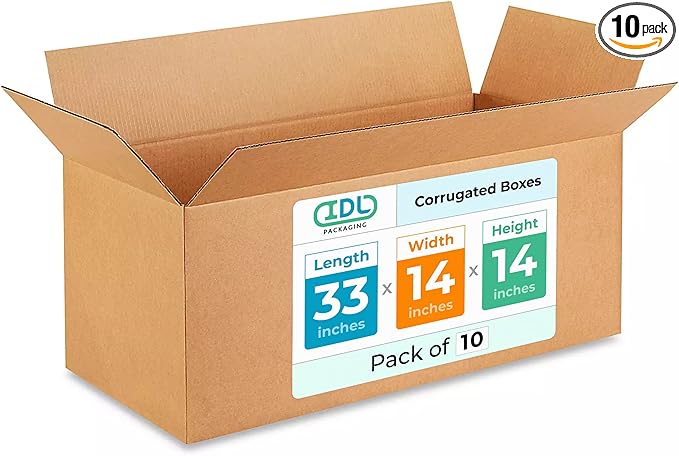 IDL Packaging - B-331414-10 Large Corrugated Moving Boxes 33"L x 14”W x 14"H - by IDLPackaging