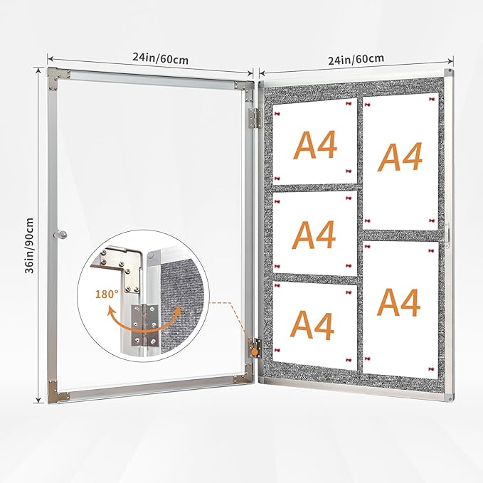 Enclosed Bulletin Board, Outdoor Weatherproof, Display Case Message Board - Image 3