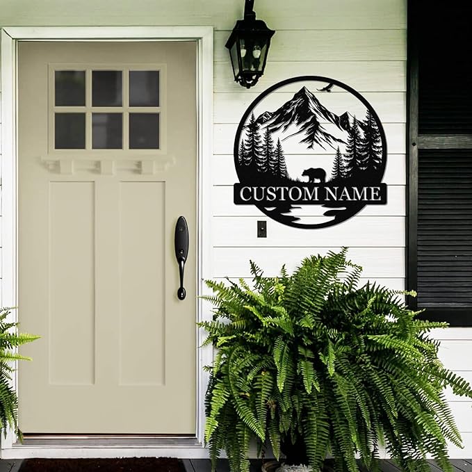 Dyoart Personalized Bear Metal Cabin Sign | Custom Signs Outdoor Metal | Cabin - Image 5