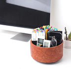 Hennaja Remote Control Holder, 360°Spinning PU Leather Desk TV Remote Caddy - Image 7
