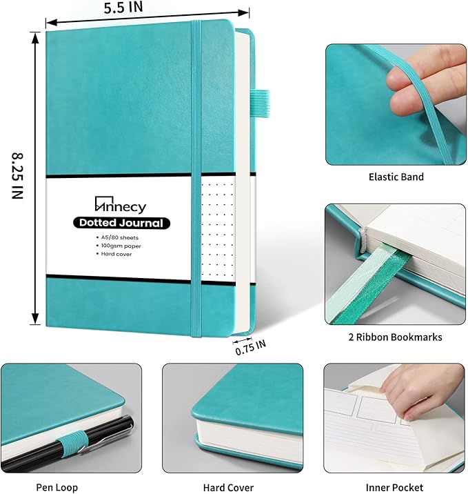 Annecy Numbered Bullet Dotted Journal Notebook, Medium 5.5x 8.25, 160 Pages - Image 2