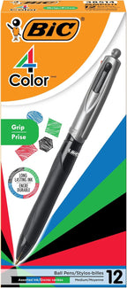 BIC 4 Color Grip Retractable Ballpoint Pen, Long-Lasting Ink and Comfortable by BIC