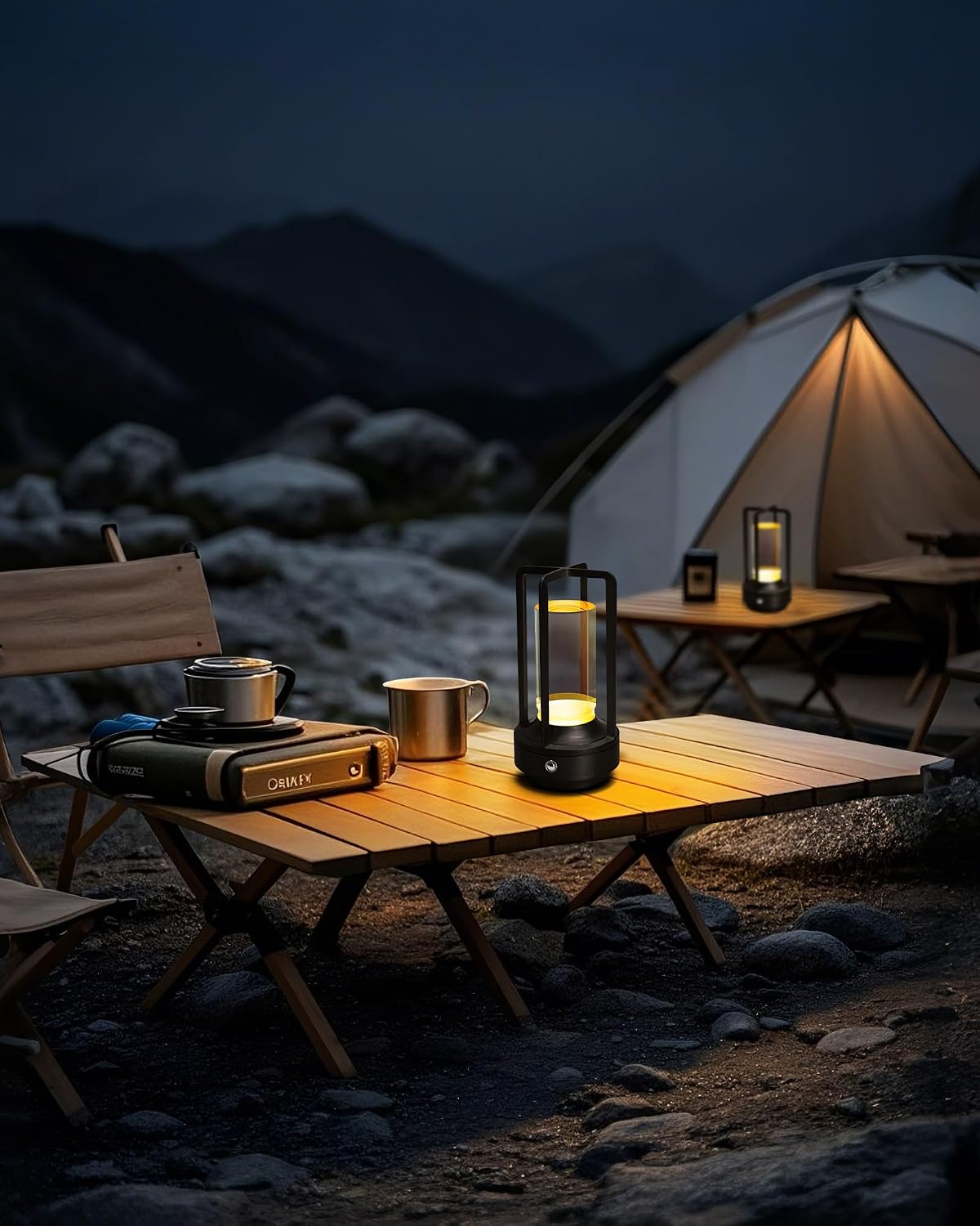 Set of 2 Cordless Table Lamps Rechargeable Desk Lamps Black