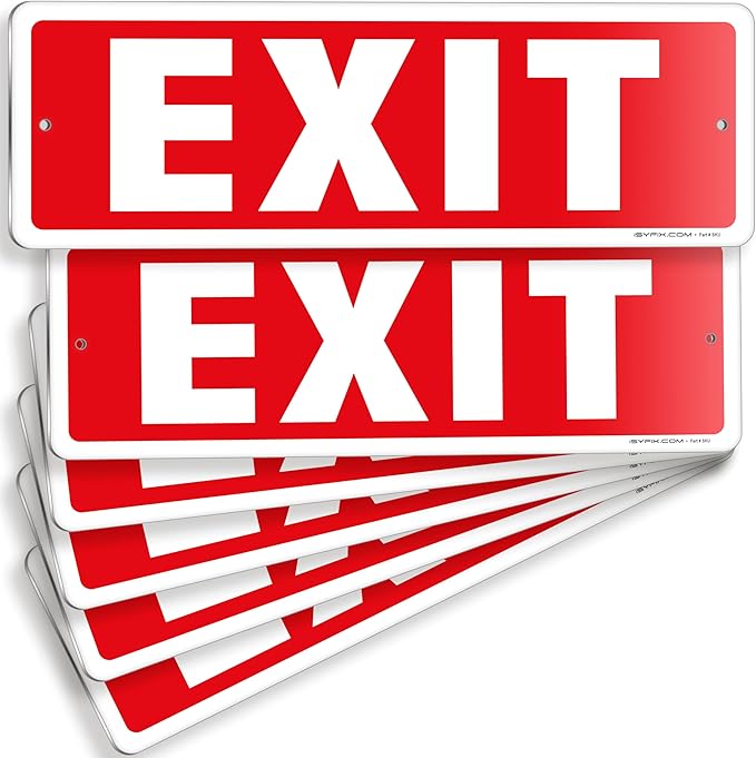 iSYFIX Exit Sign – 6 Pack 12x4 Inch – 100% Rust Free .040 Aluminum Signs by iSYFIXPREMIUMSIGNS