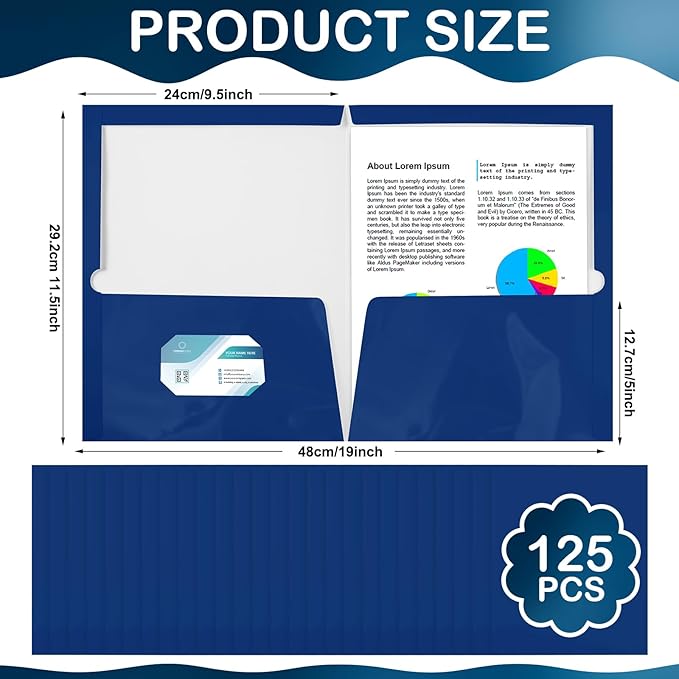 Yeaqee 125 Pack 2 Pockets Glossy Laminated Paper Folder First Day of School - Image 2