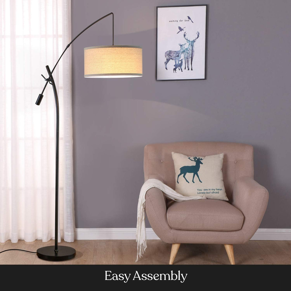 Brightech Grayson LED Arc Floor Lamp for Office & Living Room, Adjustable...