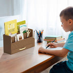WISUCART Bamboo Desk Organizer Mail Holder Countertop Wood Desk Drawer Tabletop - Image 6