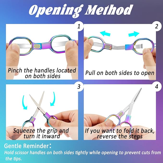 2 PCS Stainless Steel Mini Folding Scissors, Safety Pocket-Sized Multipurpose - Image 4
