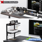 spacrea 2 tier clamp on desk shelf, close-up detail
