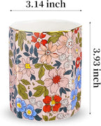 Jwest Pen Holder, Makeup Brush Holder Ceramic Shiny Gold Vintage Floral Flowers - Image 4