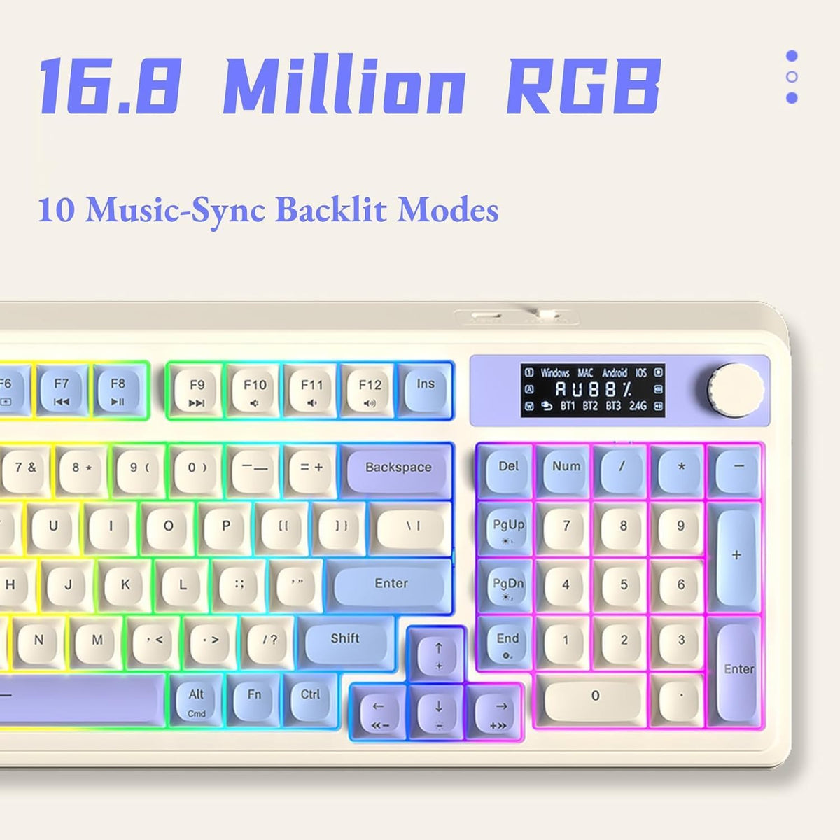 AULA S99 Pro Wireless Keyboard, Gaming Keyboards Media Knob Custom RGB Backli...