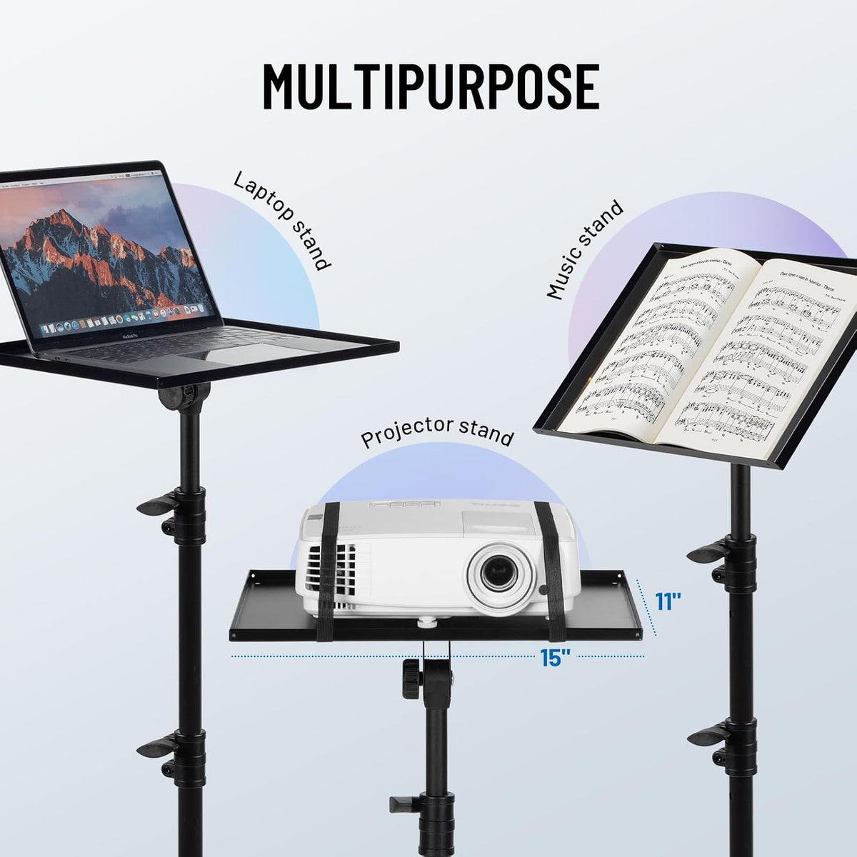 CAHAYA Projector Stand Adjustable Laptop Tripod Stand Portable with Casters