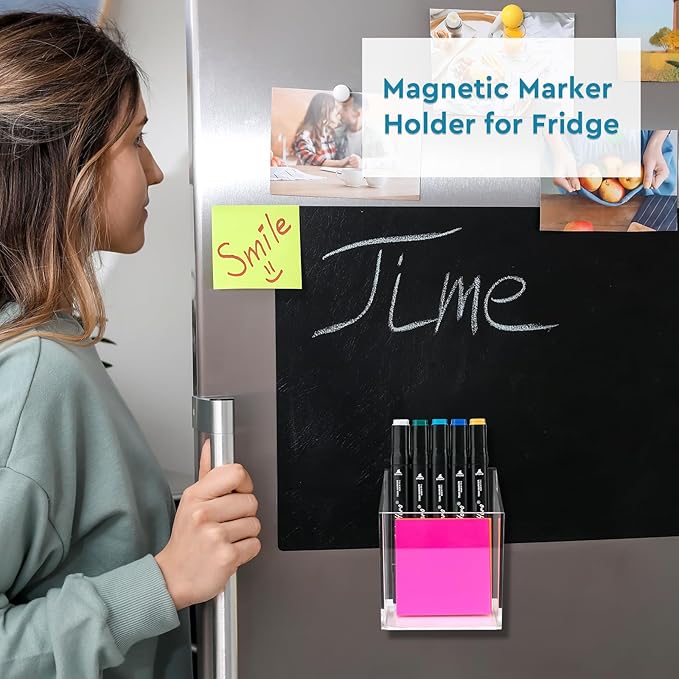 VACONICO Magnetic Pen Holder, Acrylic Dry Erase Marker Holder, Large Capacity - Image 6