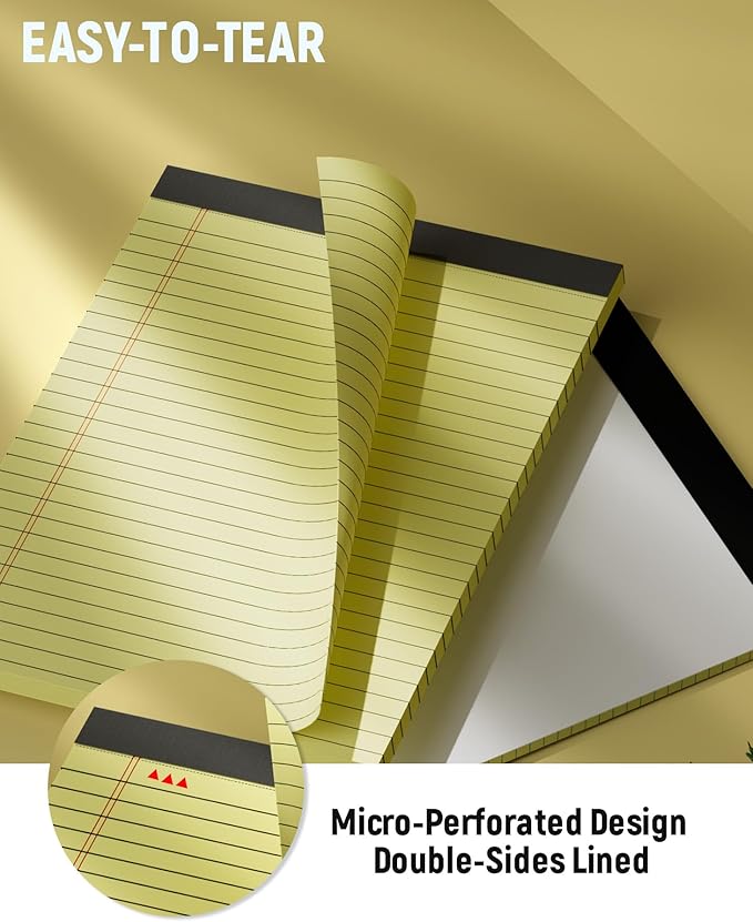 Legal Pads 8.5 x 11, 3 Pack Yellow Note Pads 8.5 x 11 Writing Pads Perforated - Image 3