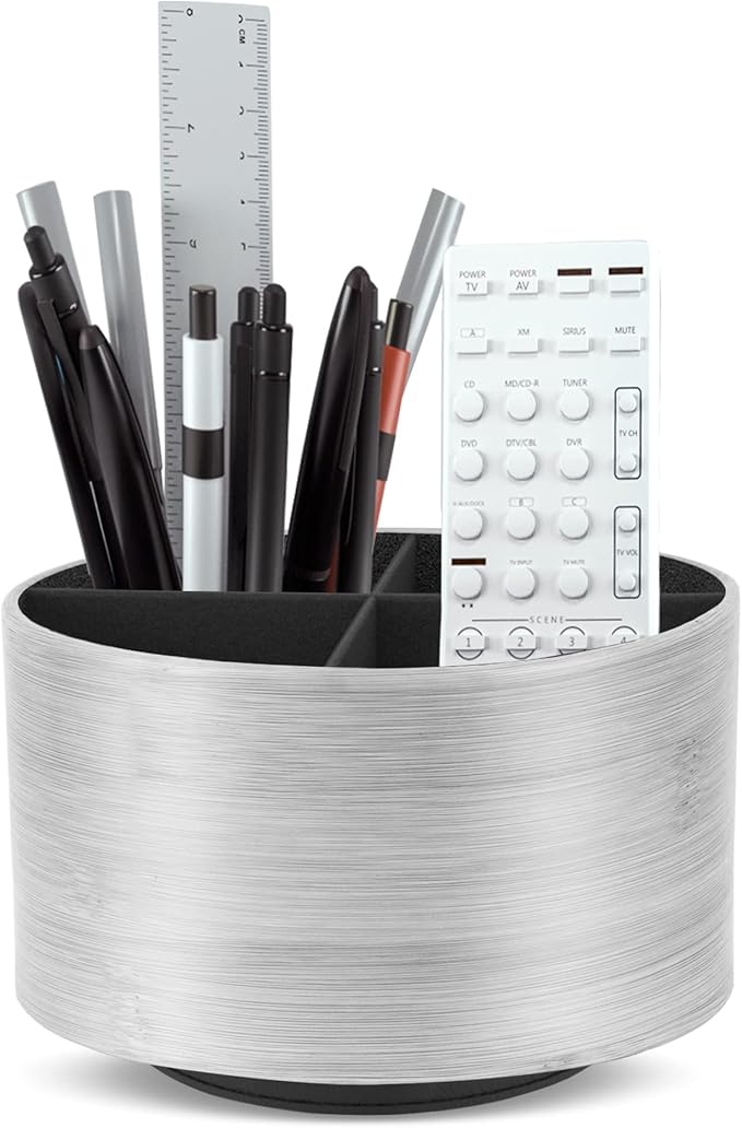 Hennaja Round Leather Art Supply Organizer, Remote Control Holder, 360 Degree by Hennaja
