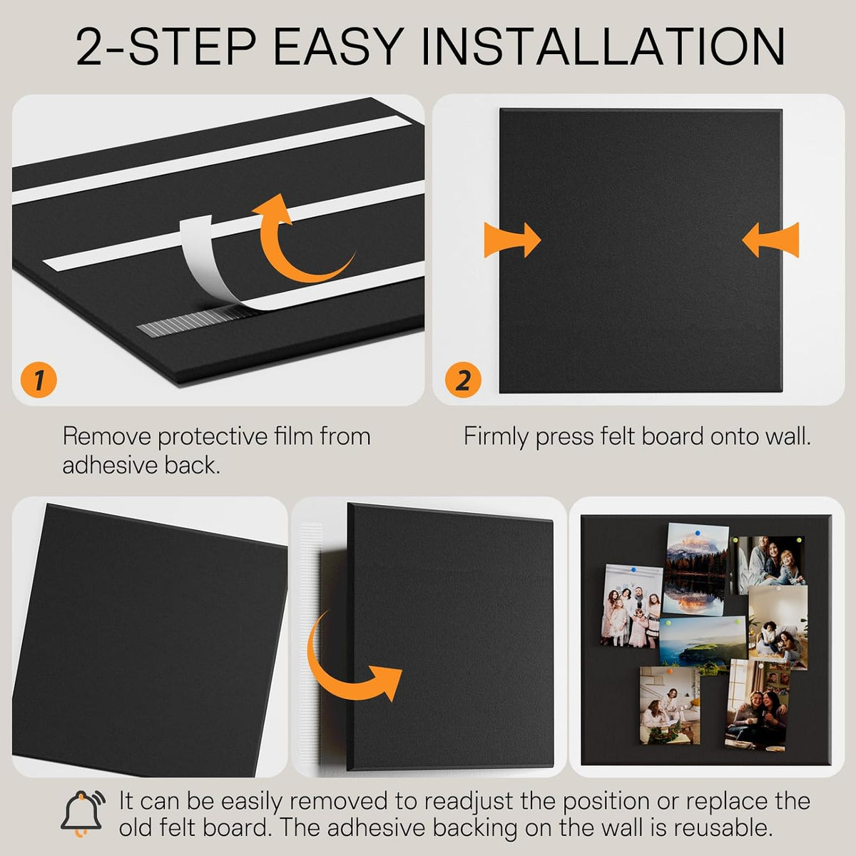 MaxGear Extra Large Bulletin Board 72" x 48", Black Felt Wall Tiles...