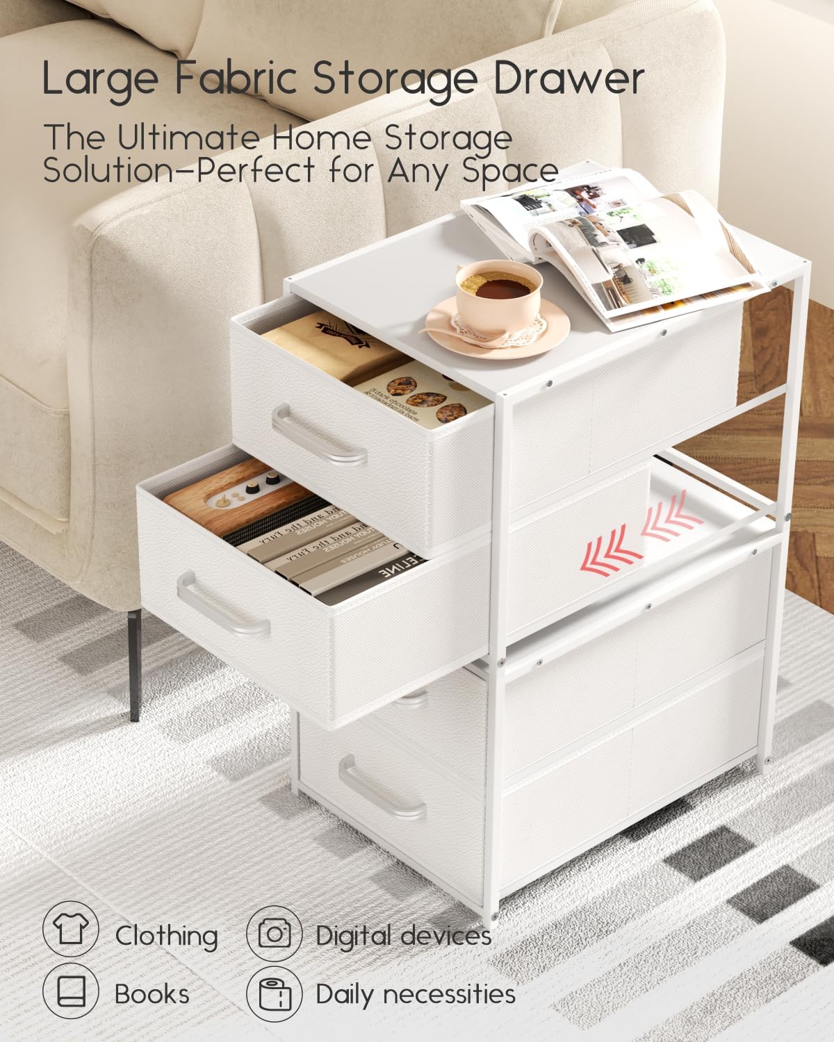 Homsorout 2 Pack Stackable Drawers for Closet, White Storage Drawers