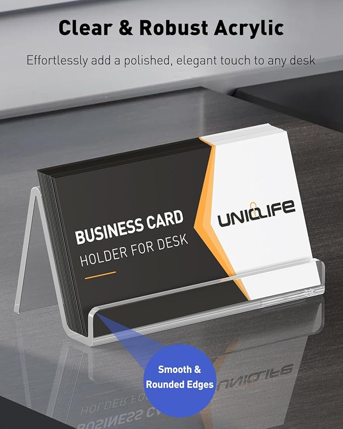 Uniclife 4 Pack Acrylic Business Card Holder - Image 3