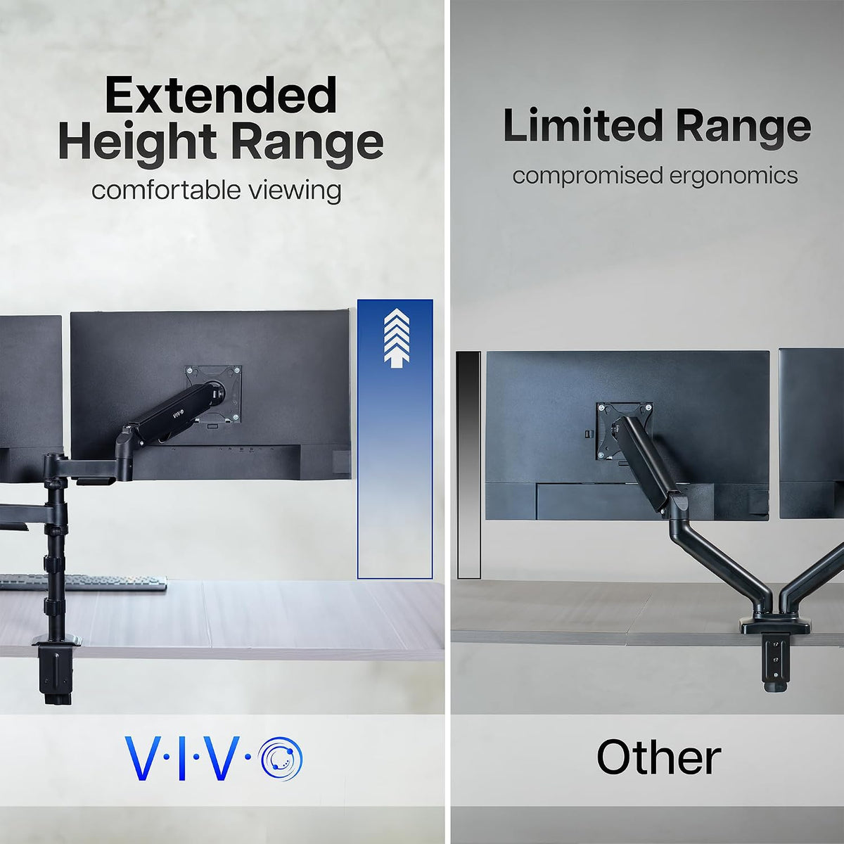 VIVO 17 to 32 inch Dual Mechanical Monitor Mount, 2 Tension Spring Arms, Adju...