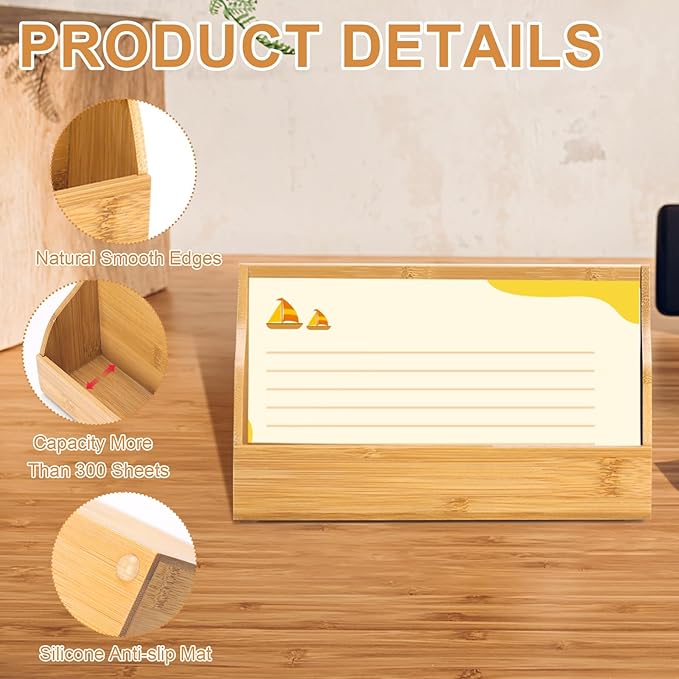 5x8 Inch Index Card Stand Wooden Index Cards Holder Notecard Box Postcard - Image 3