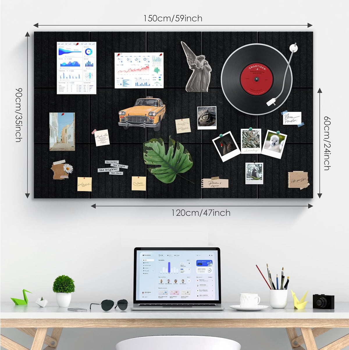 Large Bulletin Board 59" X 36" Cork Boards for Wall Alternative 15 ...