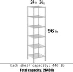 Regal Altair 24" Deep x 24" Wide x 96" Height Wire Shelving Kit | 6-Tier | NSF - Image 3