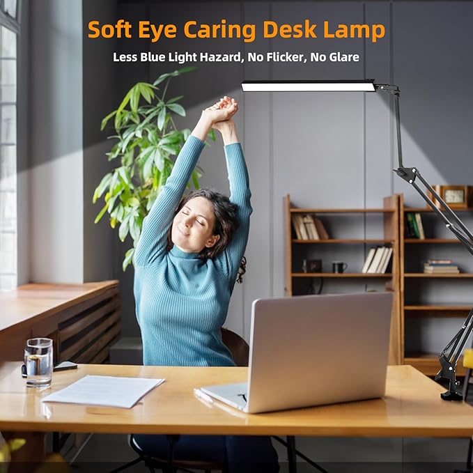 NOEVSBIG LED Desk Lamp with Clamp, 2-in-1 Clamp on Desk Lamps with Base - Image 5