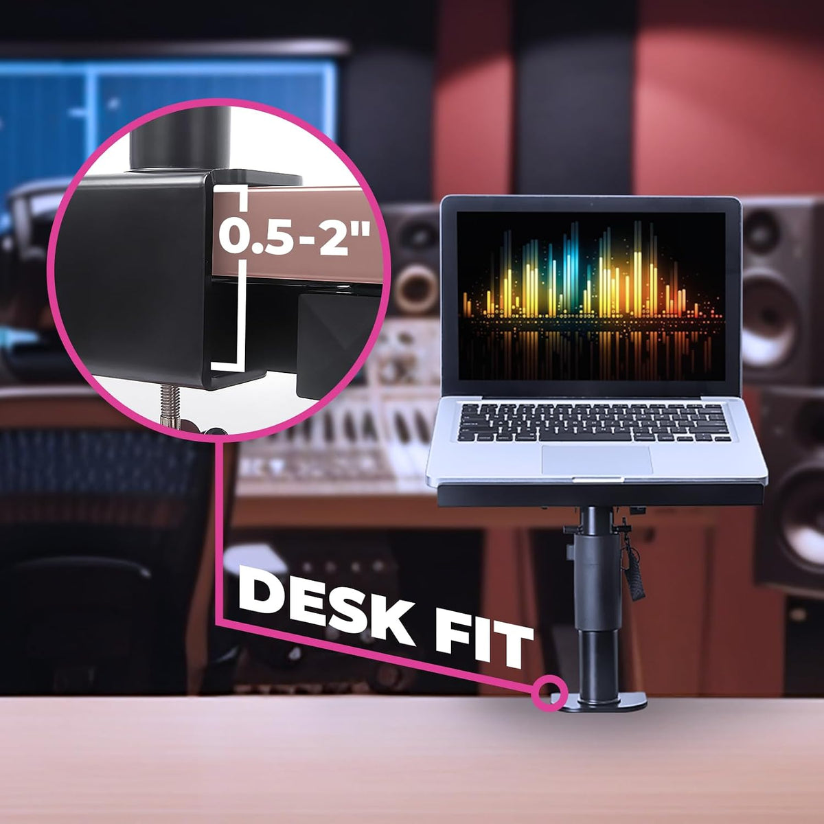 Liquid Stands Laptop Desk Mount for Piano, Keyboard & DJ Workstations - 9...