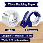 RAZCC Packing Tape, 18 Rolls Clear Heavy Duty Packaging Tape - Image 2