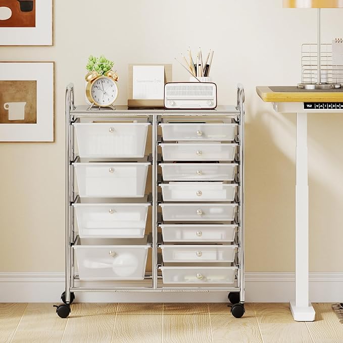 LDAILY 12 Drawer Rolling Storage Cart, Rolling Cart - Image 2