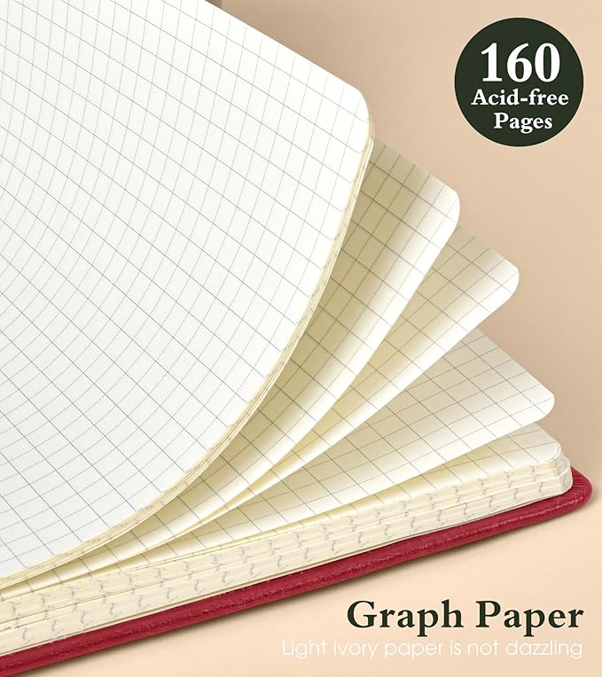 PAIBAS Graph Notebook for Women Men, 160 Pages Grid Paper, Graphing Notebooks - Image 4