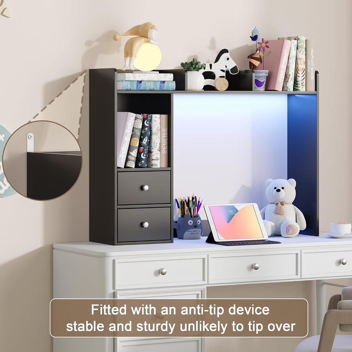 ChooChoo Desktop Bookshelf with LED Lights and 4 Shelves
