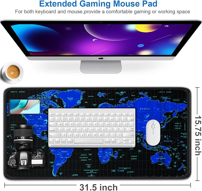 Gaming Mouse Pad, 31.5x15.7 inch Large Extended Computer Keyboard Mouse Mat - Image 2