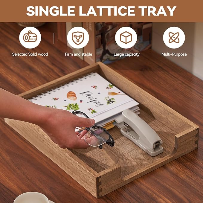 Kirigen Wood Letter-Size Tray Single-Tier- Wooden Tones Collection Front-Load - Image 2