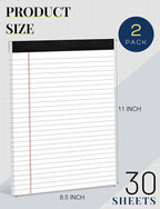 Legal Pads 8.5 x 11 White Note Pads 8.5 x 11 In 2 Pack Notepads 8.5 x 11 - Image 2