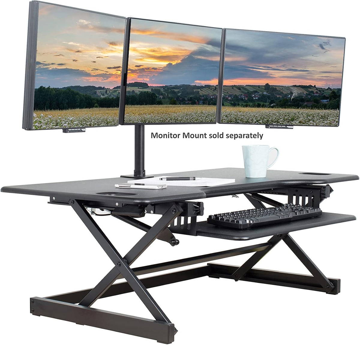 Rocelco 46" X-Frame Standing Desk Converter, Black, R DADRB-46