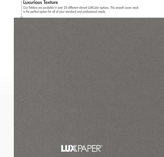 LUXPaper 9" x 12" Presentation Folders | Two Pocket | Smoke Gray | 100lb. Cover - Image 5