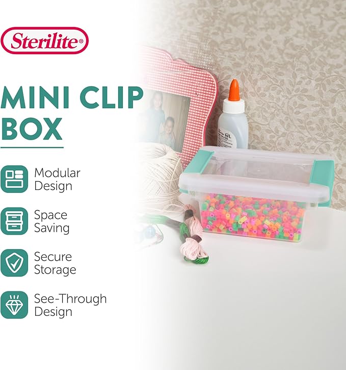 Sterilite 6-Pack Clip Box, Stackable Clear Plastic Bins - Image 2