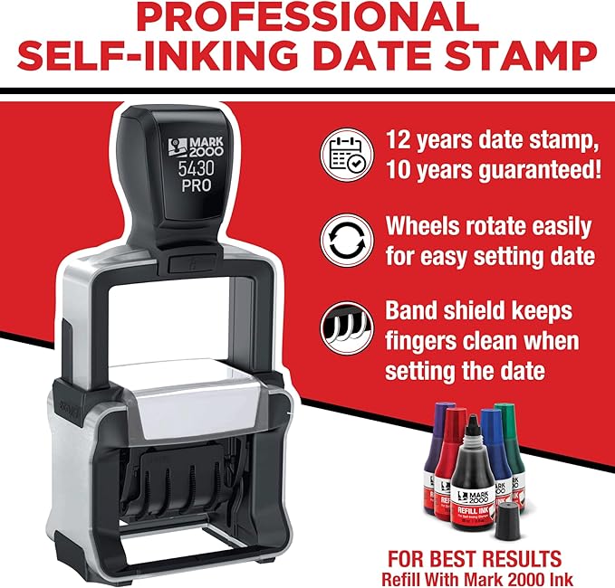 Mark 2000 5430 Professional Self Inking Date Stamp - Image 2