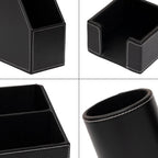 6 piece office supplies/desk organizer set with desktop showing dimensions
