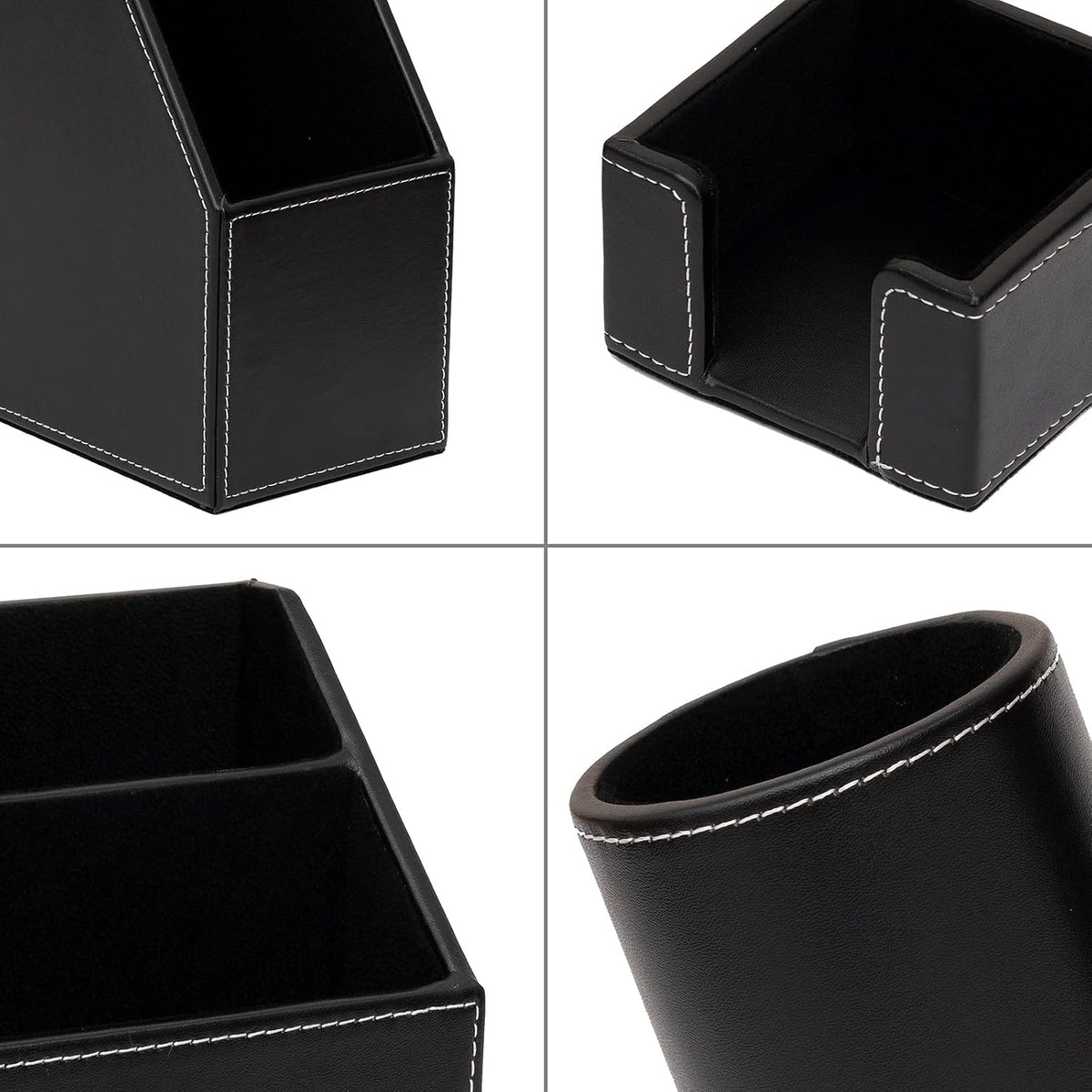 6 piece office supplies/desk organizer set with desktop showing dimensions