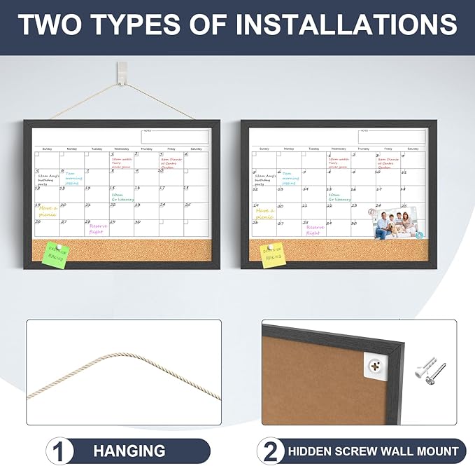 Dry Erase Calendar for Wall, 17x13 Inches Calendar Whiteboard for Wall - Image 2