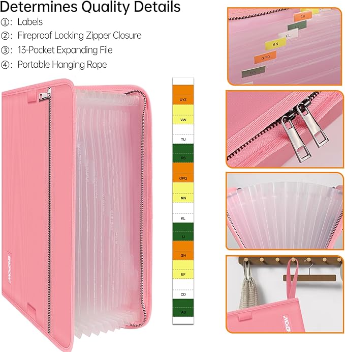 ENGPOW Accordion File Organizer, Fireproof 13 Pockets Expanding File Folder - Image 4