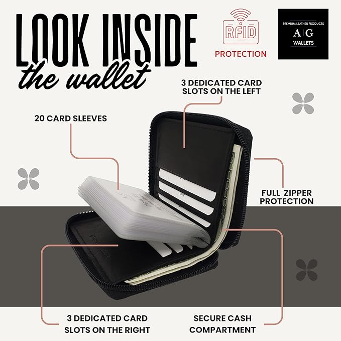 ag wallets Mens Zip Around Leather Wallet - Image 2