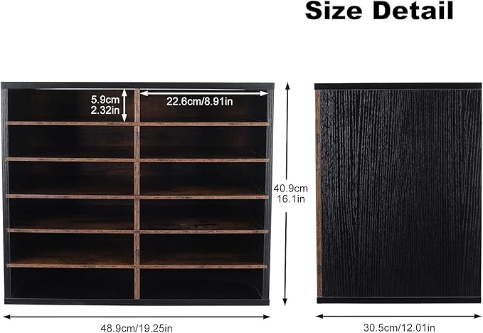 TQVAI Wood Literature Organizer, 12 Slots Hold 6000 Sheets A4 Papers, Wooden - Image 3