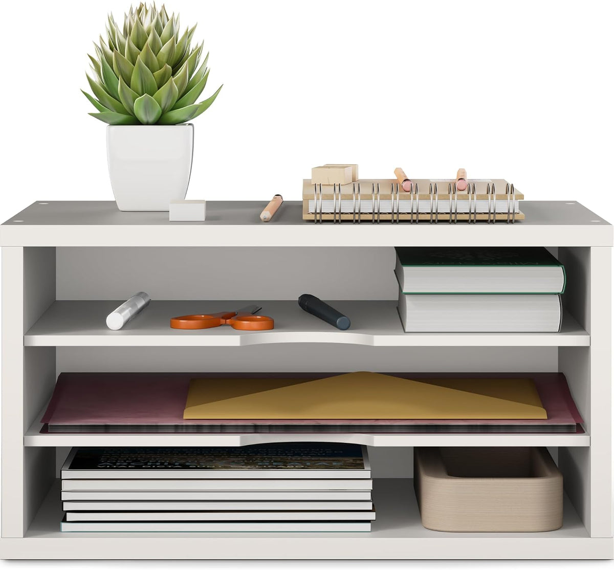 Ballucci File Organizer, 3-Tier Document Paper Sorter, Stackable Wood Desk Or...