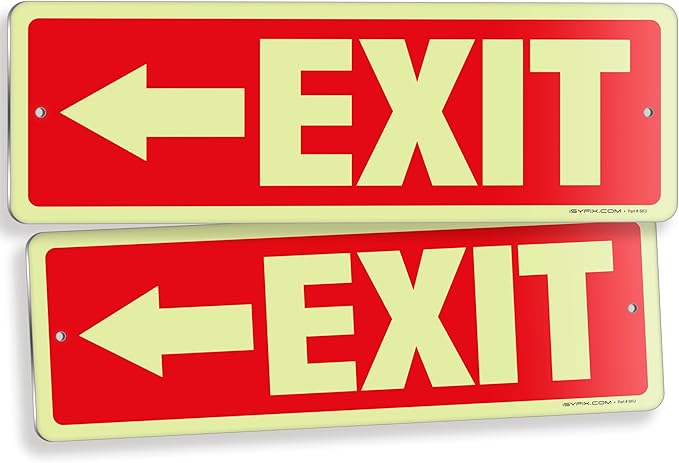 iSYFIX Exit Signs with Directional Left Arrow, Glow in the Dark, by iSYFIXPREMIUMSIGNS