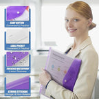 Binder Pocket Organizer Folders, 12 Pack Expandable Files Bag Plastic Envelopes - Image 4