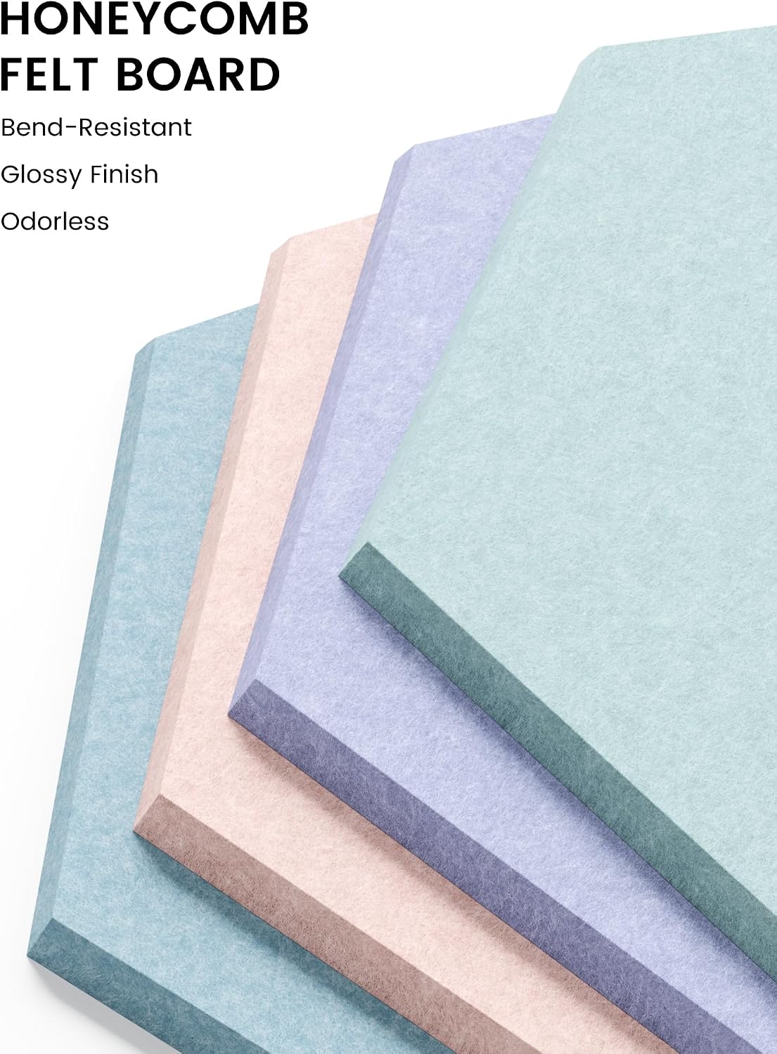Fluxynara 12-Pack Hexagon Felt Bulletin Board Tiles, Coastal Haze-1